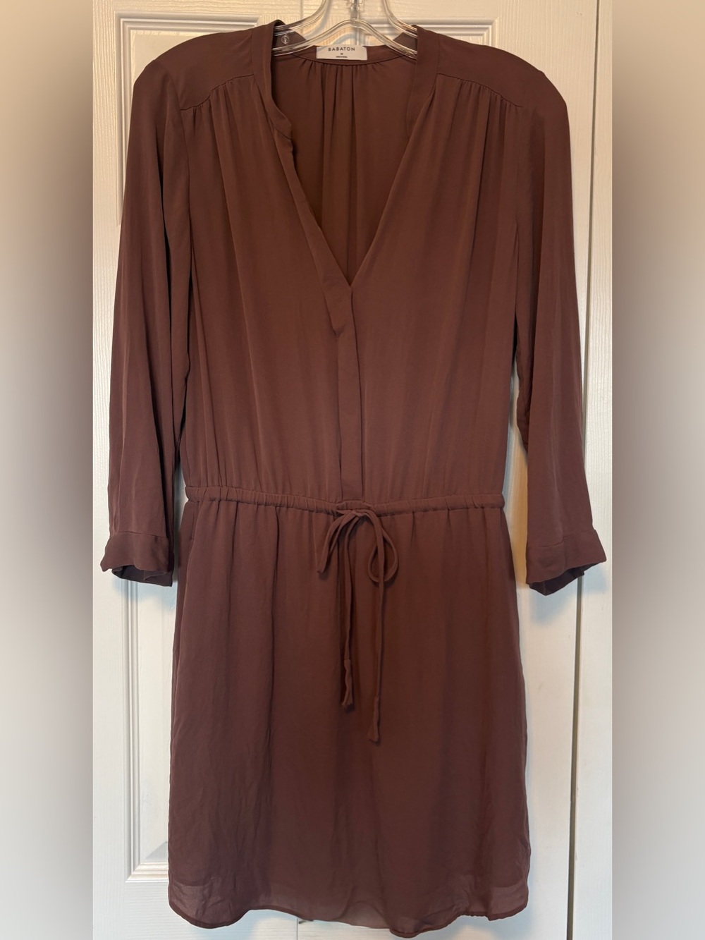 Babaton Aritzia Bennett Silk Drapey V-Neck Mini Dress Plum Medium M